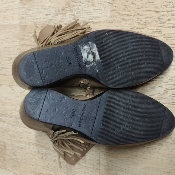 See by Chloe Leather Epona Fringe Wedge Ankle Boot Nude Size 38.5 - Picture 7 of 8